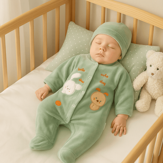 Mint Dream Bunny & Bear Kadife Bebek Tulum Seti