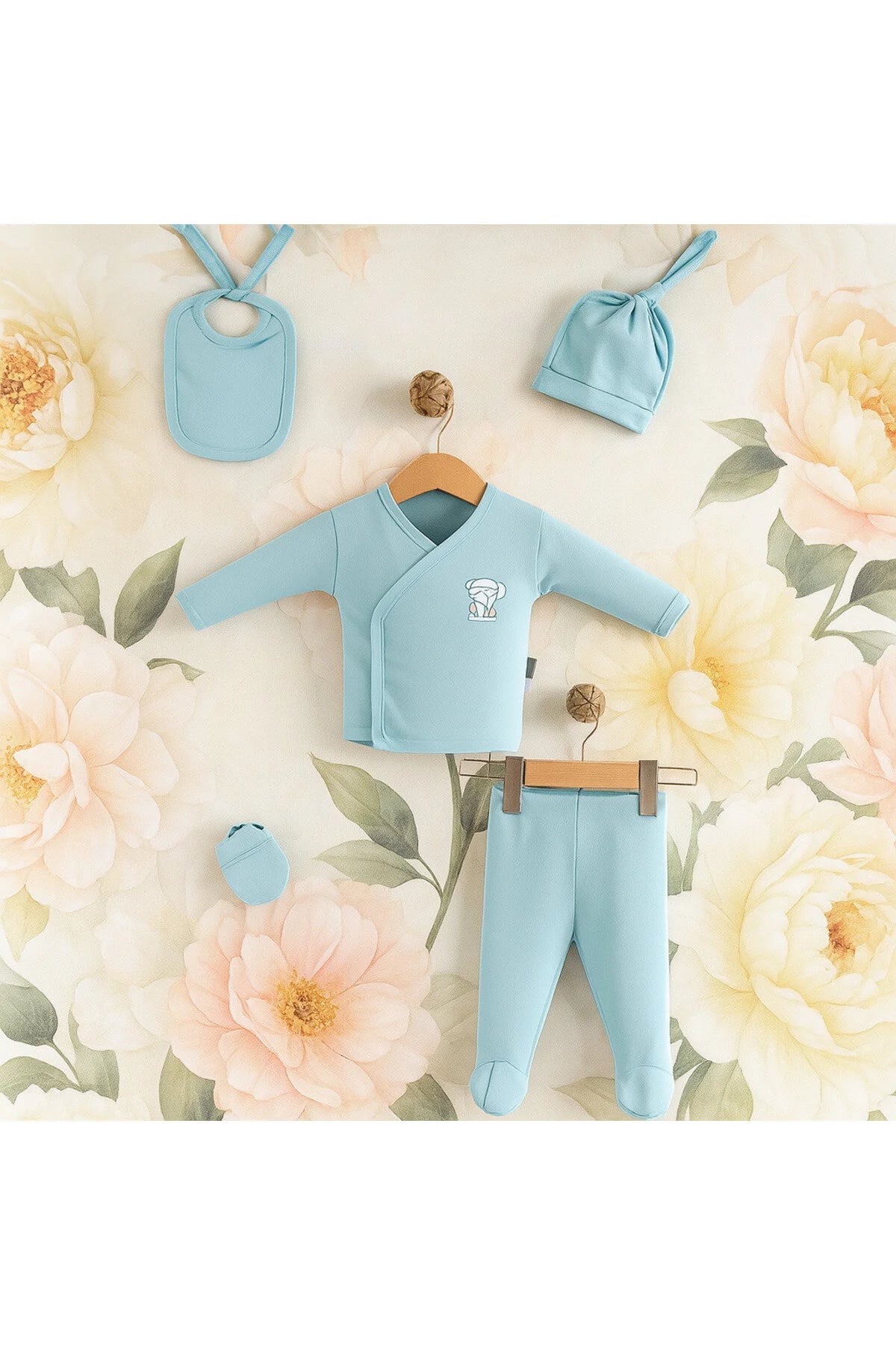 🩵🐘 Little Elephant's First Day Set – 5 Pieces