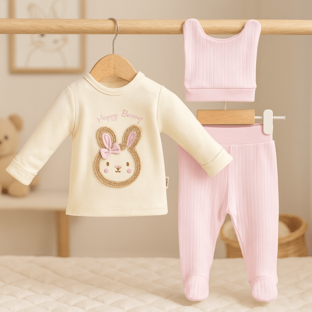 Set mit weichem Griff für rosa Hasen