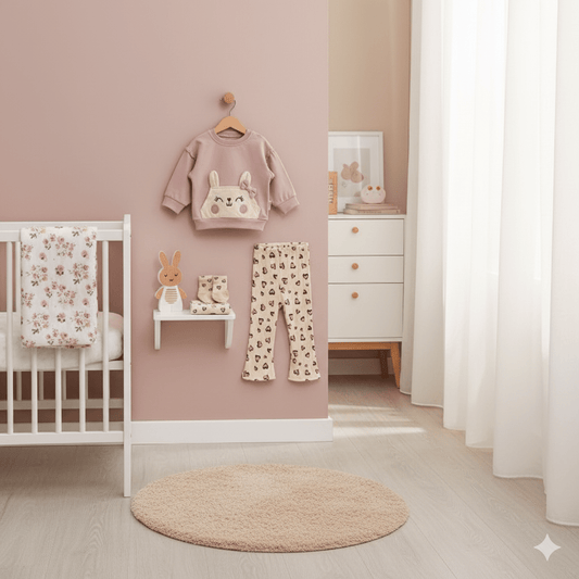 🧸 Süßes 2-teiliges Baby-Set mit Bärenmotiv und Herzstickerei