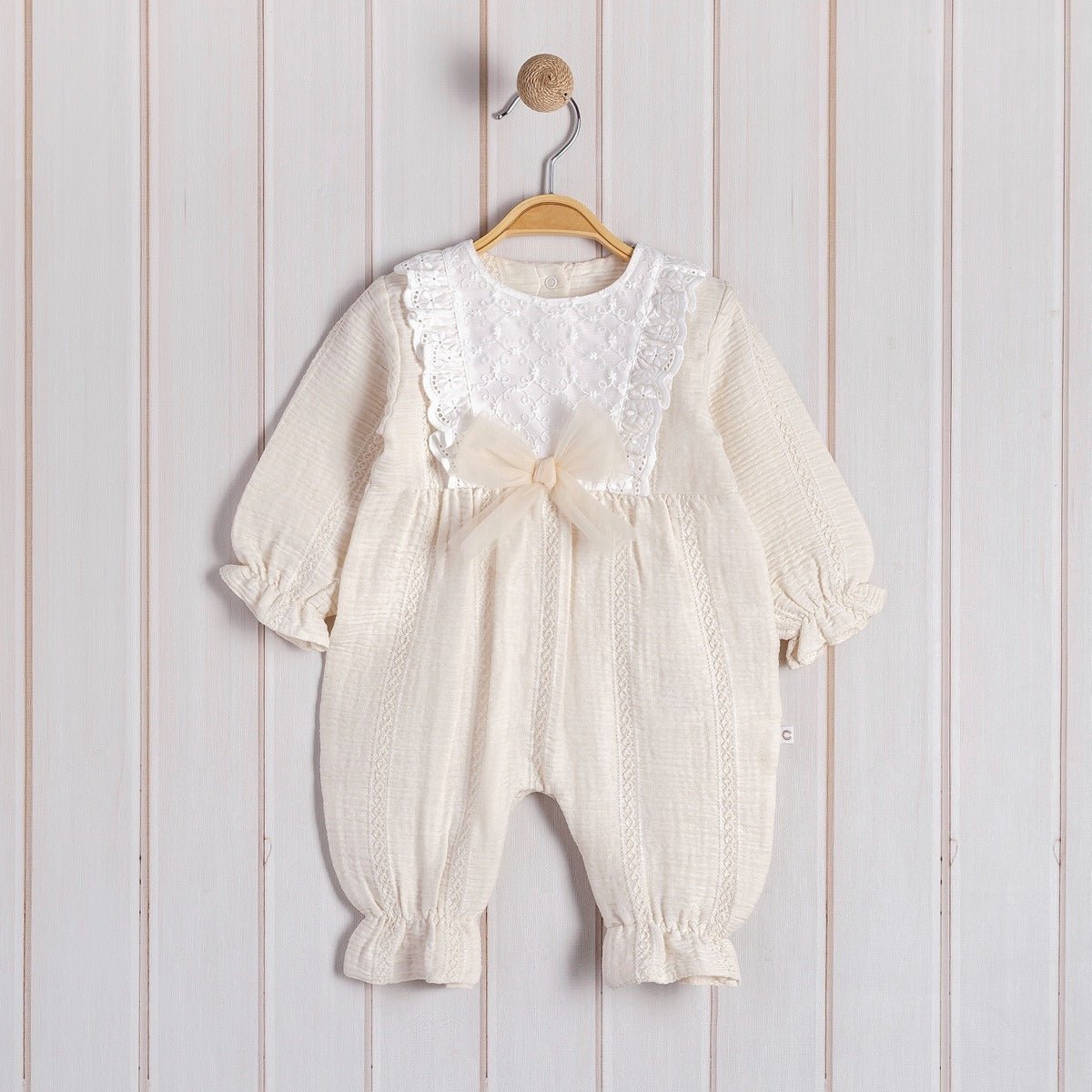 BABY GIRL BOWTIE DETAILED BABY OVERALLS