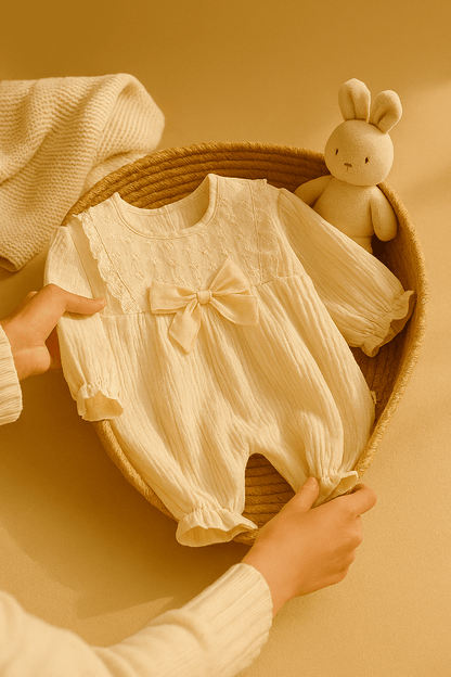 BABY GIRL BOWTIE DETAILED BABY OVERALLS