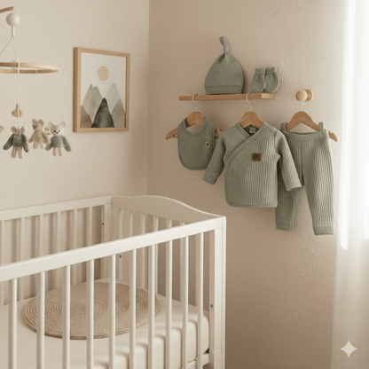 🌿 Pamuk Waffle 5’Lİ Bebek Zıbın Takımı – 0-3 AY 🌿