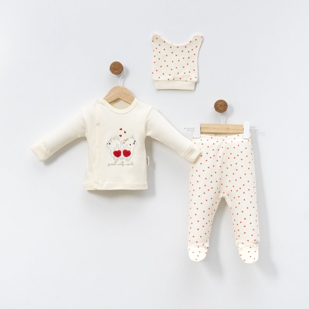 Lovely Kitty Hearts 3’lü Bebek Takım Seti