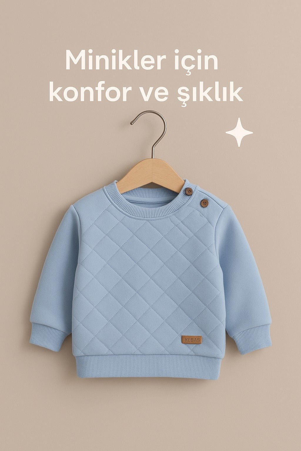 Kapitone, Nakışlı Düğme Detaylı Kışlık Bebek Takımı