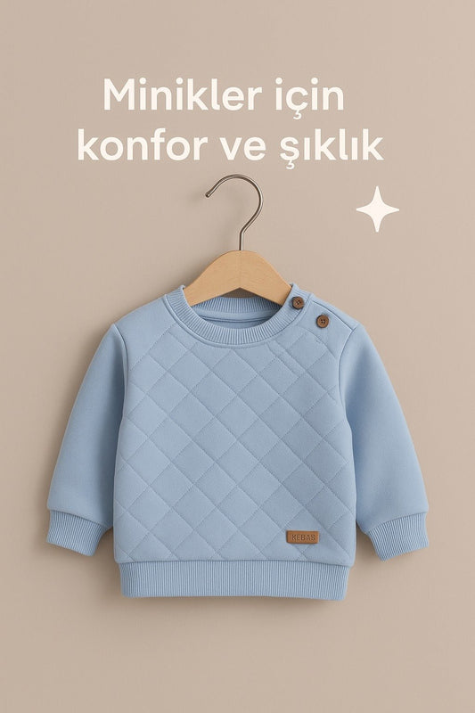 Kapitone, Nakışlı Düğme Detaylı Kışlık Bebek Takımı
