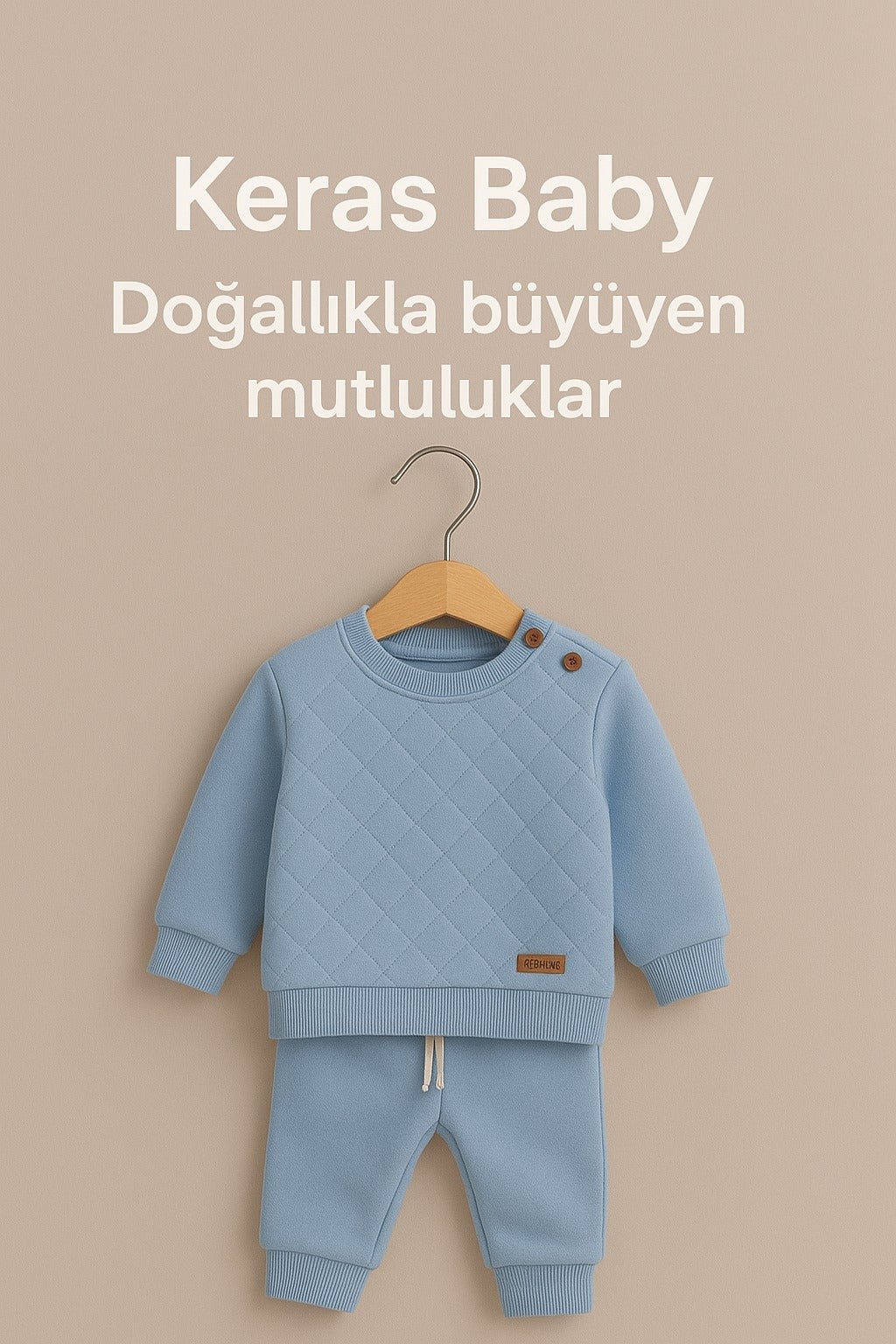 Kapitone, Nakışlı Düğme Detaylı Kışlık Bebek Takımı