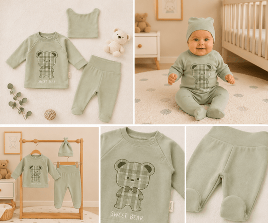 🧸 Minty Sweet Bear 3-teiliges Baby-Krankenhaus-Set