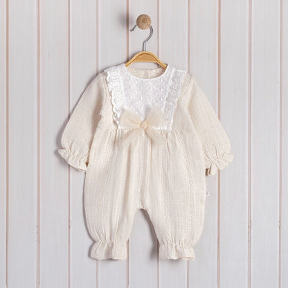 BABY GIRL BOWTIE DETAILED BABY OVERALLS