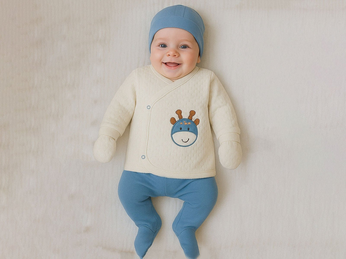 Blue Giraffe Smile 5-Piece Bodysuit Set 🦒