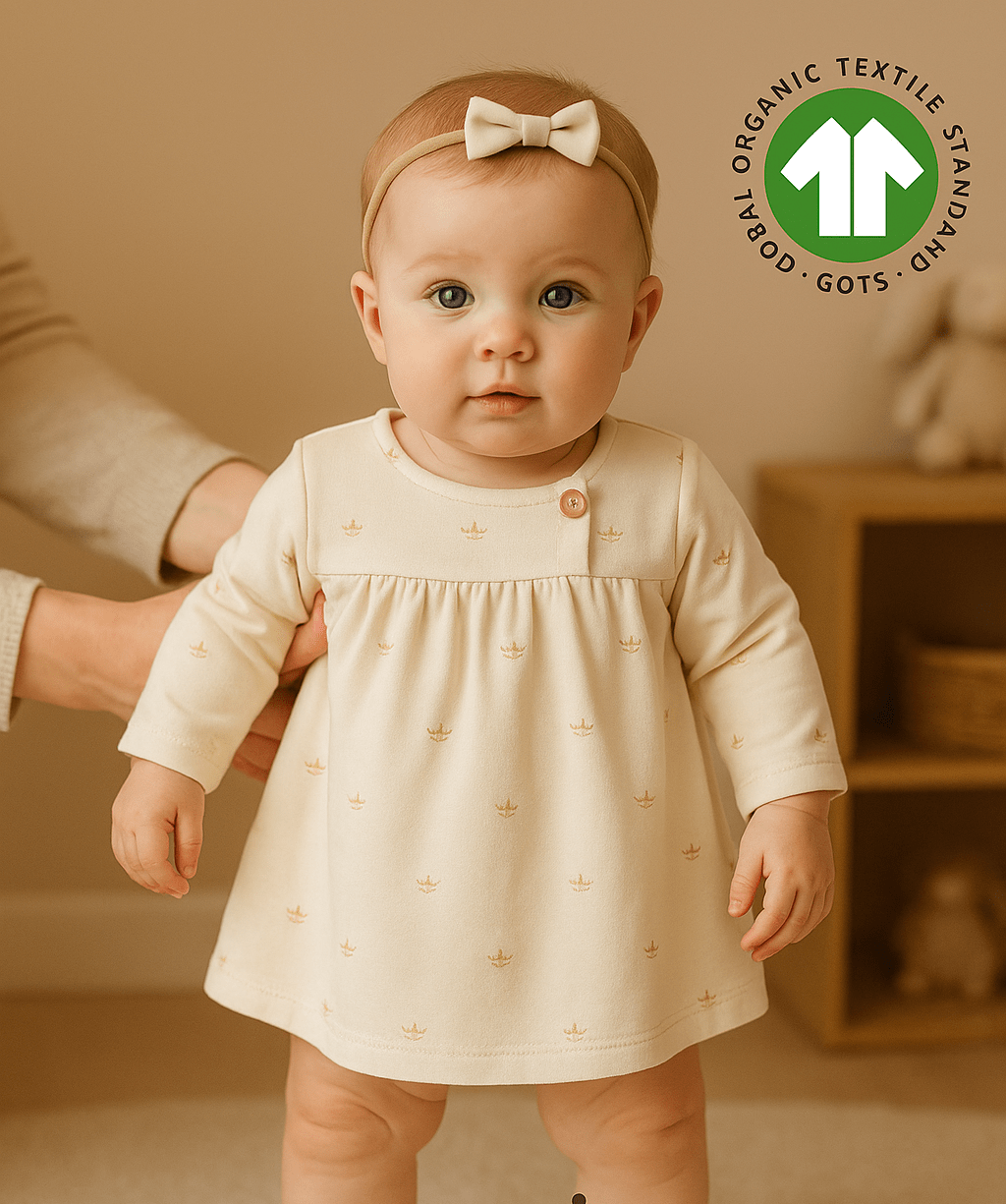 Bio-Babykleid mit Grasmuster